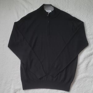NWOT Peter Millar Men's Black Half-Zip Mariano Wool Sweater - Size Medium